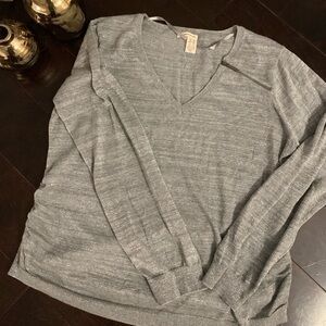 DKNY Long-sleeve Gray Top with Zipper Accent